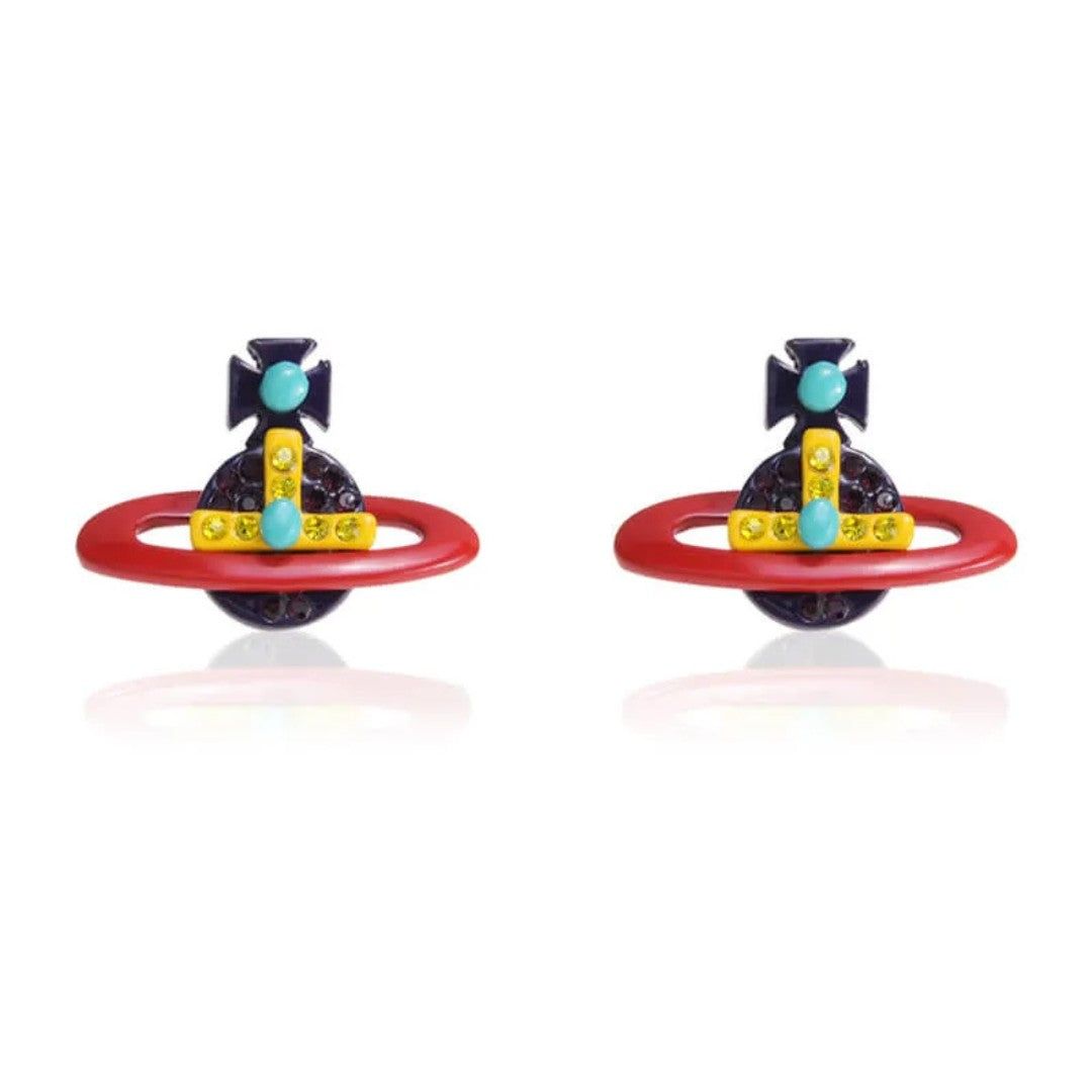 Painted Colorful Saturn Earrings