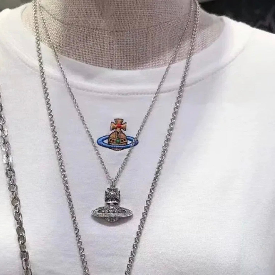 HILARIO Dot Matrix Saturn Trumpet Necklace