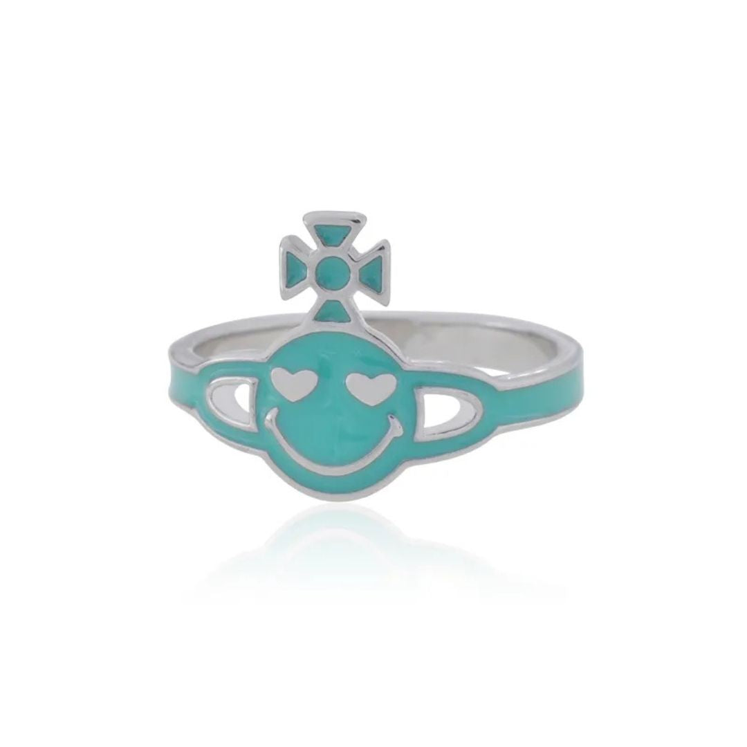 Smiley Orb Enamel Ring