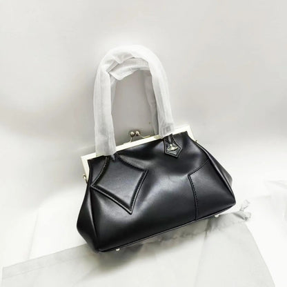 Retro Kiss-Lock Leather Tote