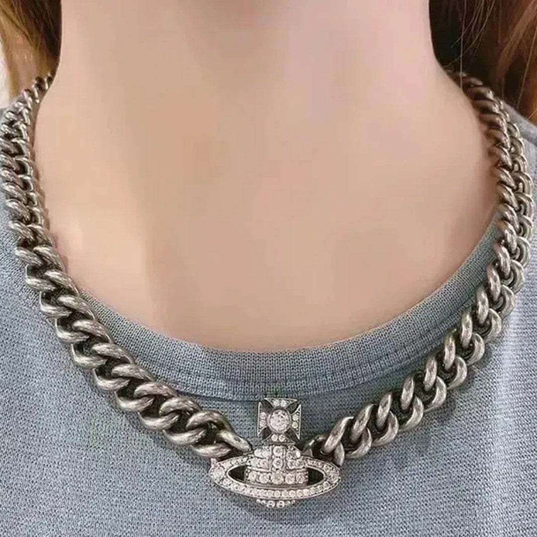 GRAZIELLA Chunky Pavé Orb Necklace