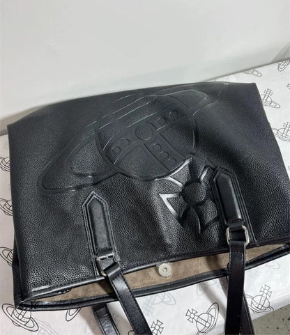 Embossed Leather Structured Tote Bag