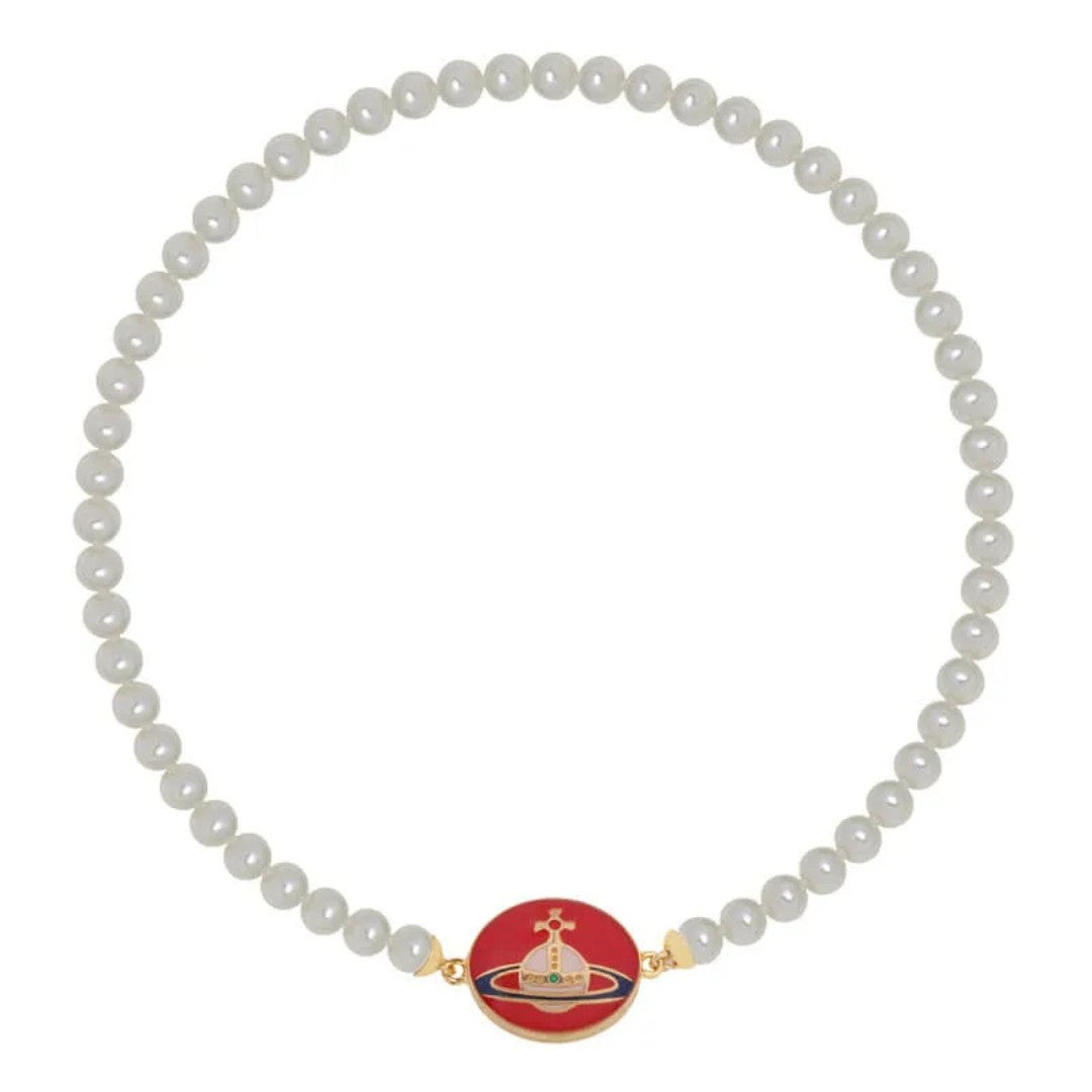 Enamel Suction Pearl Necklace