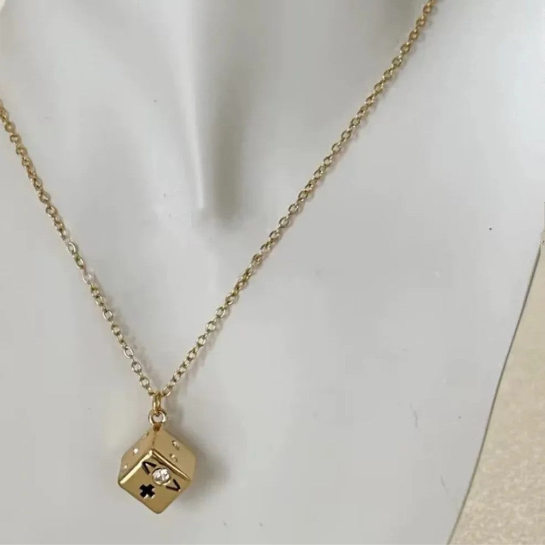 HENDRIX Polished Dice Pendant Long Necklace