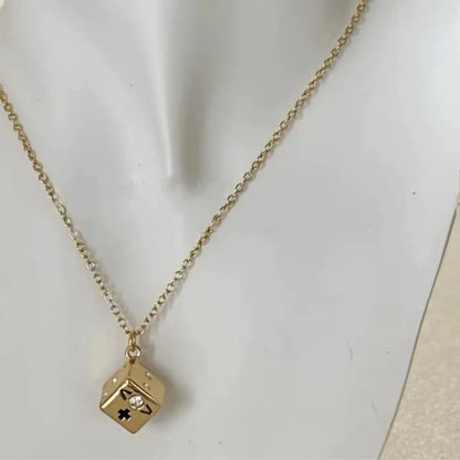 HENDRIX Polished Dice Pendant Long Necklace