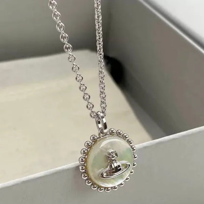 NEYLA Round Pearl Saturn Necklace