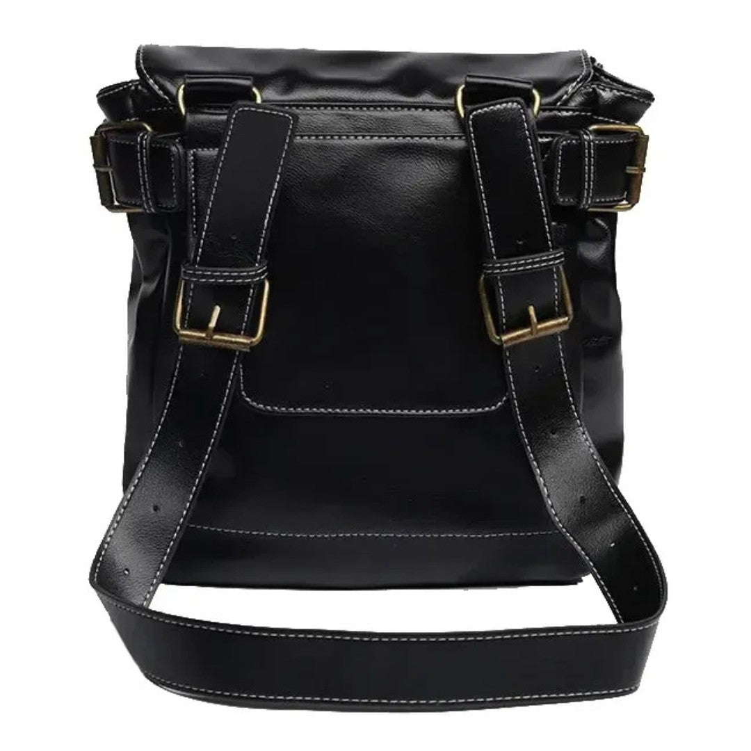 Embossed Leather Flap Shoulder Bag
