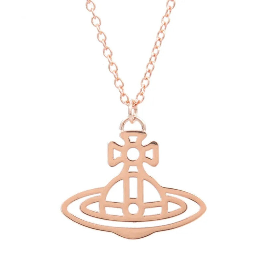 Line Cutout Saturn Necklace