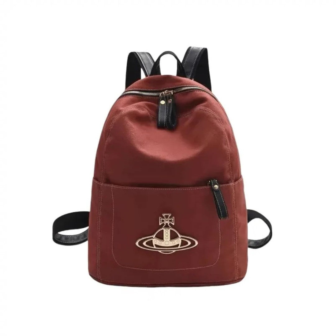 Canvas Zip Backpack with Front Emblem