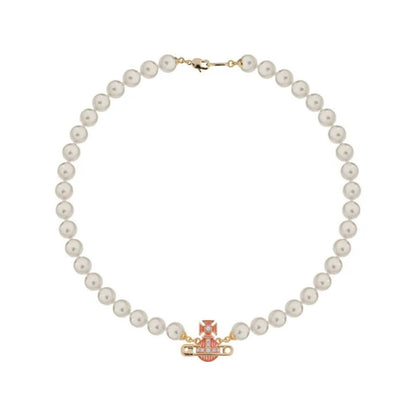 KITTY Pin Lacquered Saturn Pearl Necklace