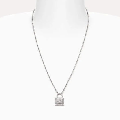 Fitzrovia Pendant Full Diamond Lock Necklace