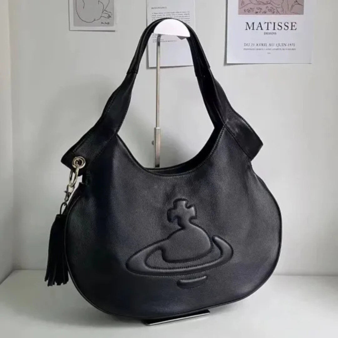 Curved Saturn Leather Bag
