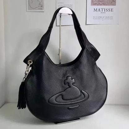 Curved Saturn Leather Bag