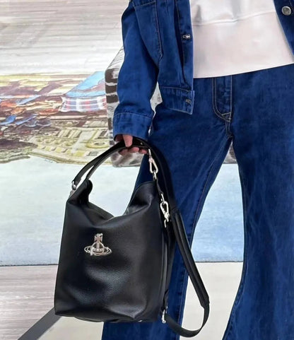 Minimalist Leather Shoulder Bucket Bag