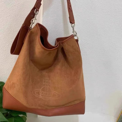 Oversized Suede Leather Hobo Tote