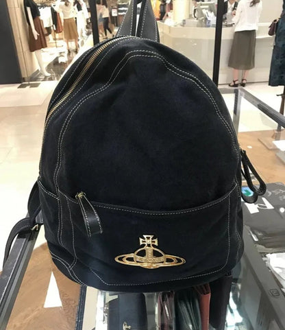 Canvas Zip Backpack with Front Emblem