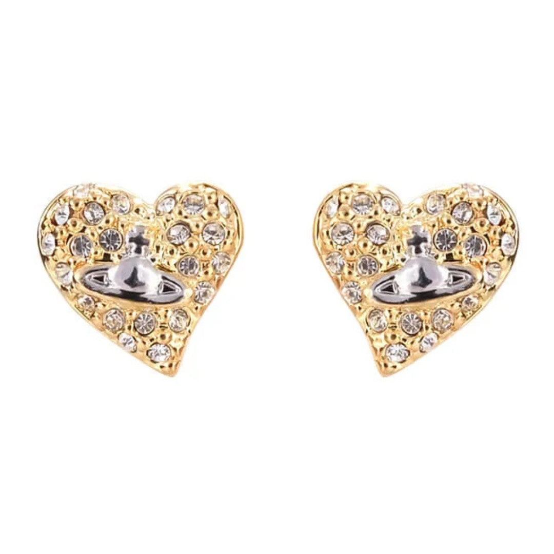 Full Diamonds Heart Saturn Earrings