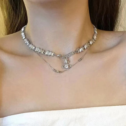 Square Full Zirconia Necklace