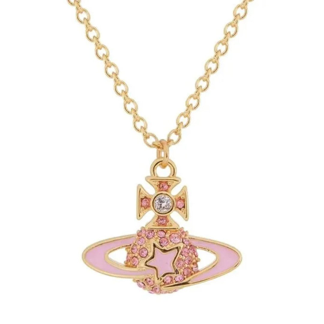 Celestial Star Saturn Pendant Necklace