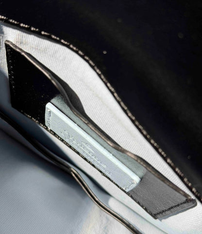 Half-Moon Chain Shoulder Bag with Saturn Emblem