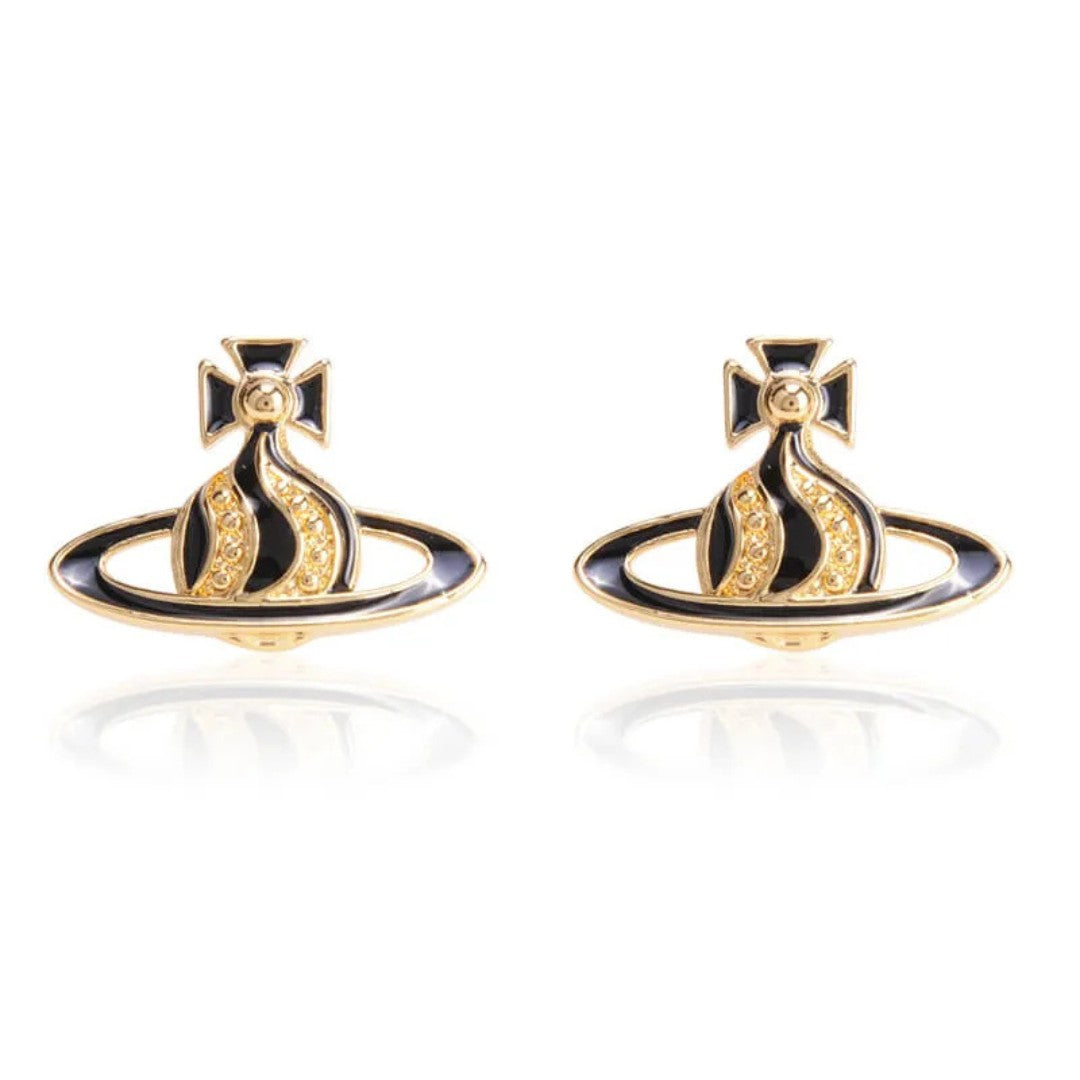 Chocolate Cream Saturn Earrings