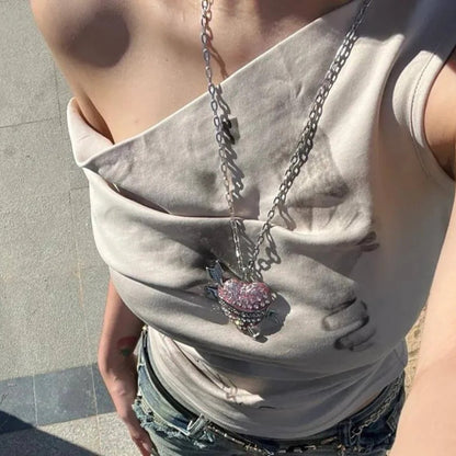 Large Size Arrow Piercing The Heart Necklace