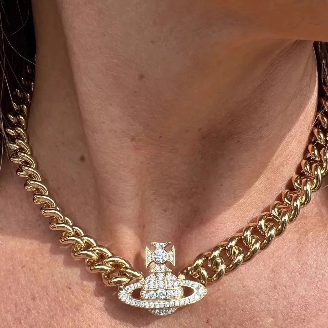 GRAZIELLA Chunky Pavé Orb Necklace