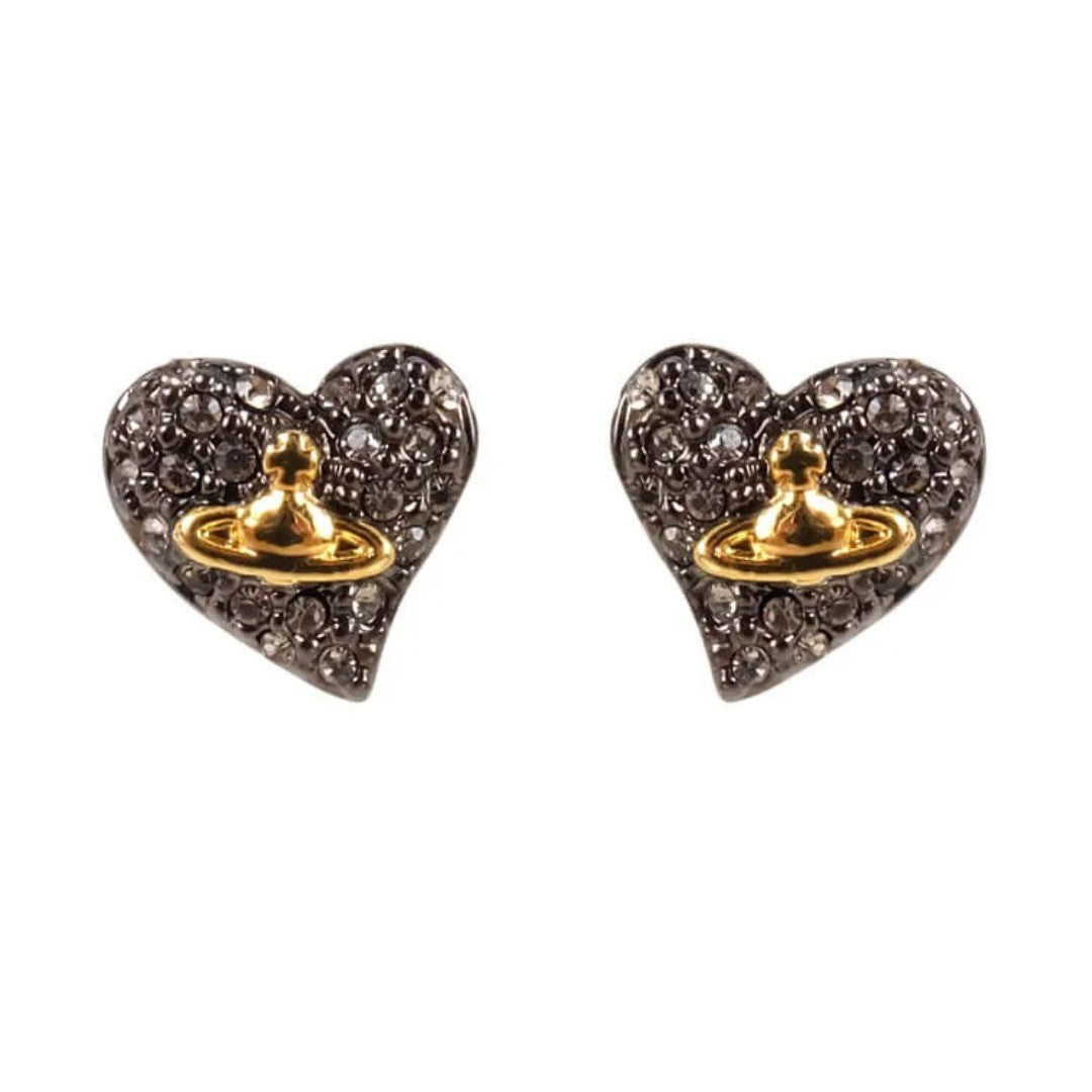 Full Diamonds Heart Saturn Earrings