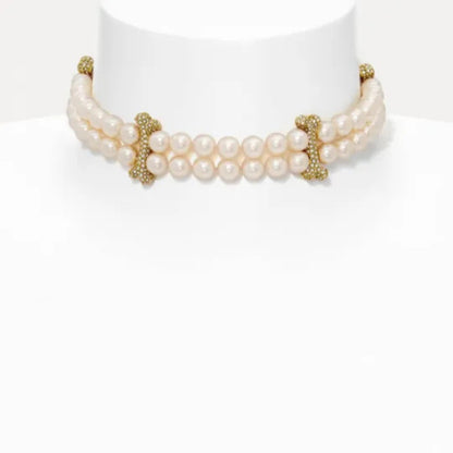 FAUSTINE Double Pearl Bone Choker