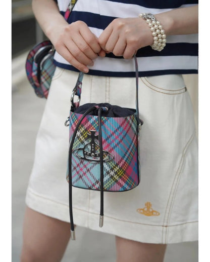 Croc-Effect Drawstring Bucket Bag