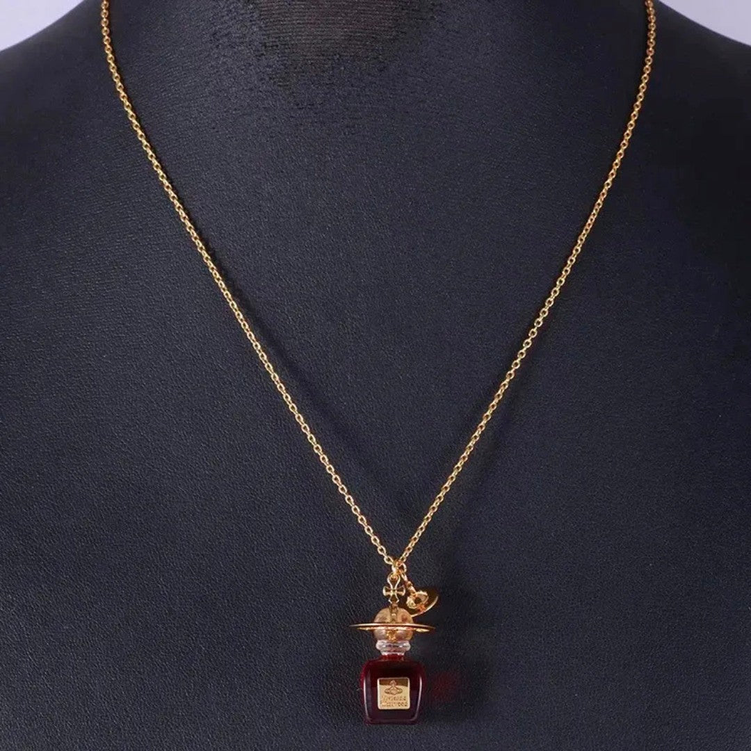 Perfume Bottle Saturn Necklace