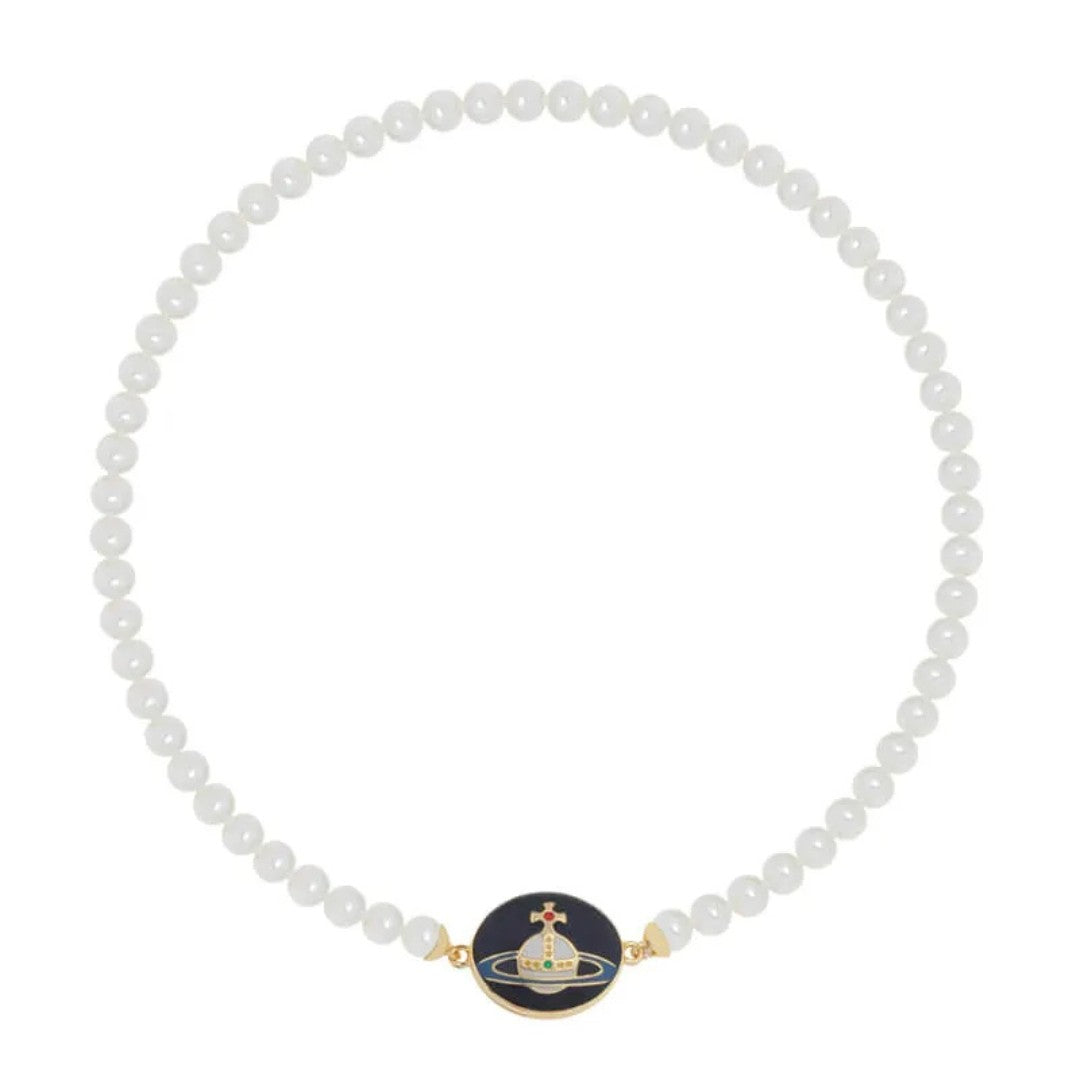 Enamel Suction Pearl Necklace