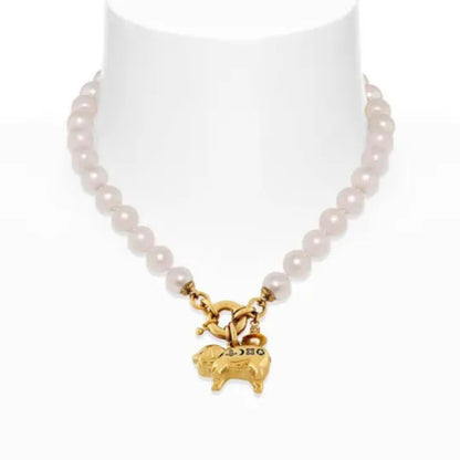 JUANITA Pig Saturn Letters Pearl Necklace