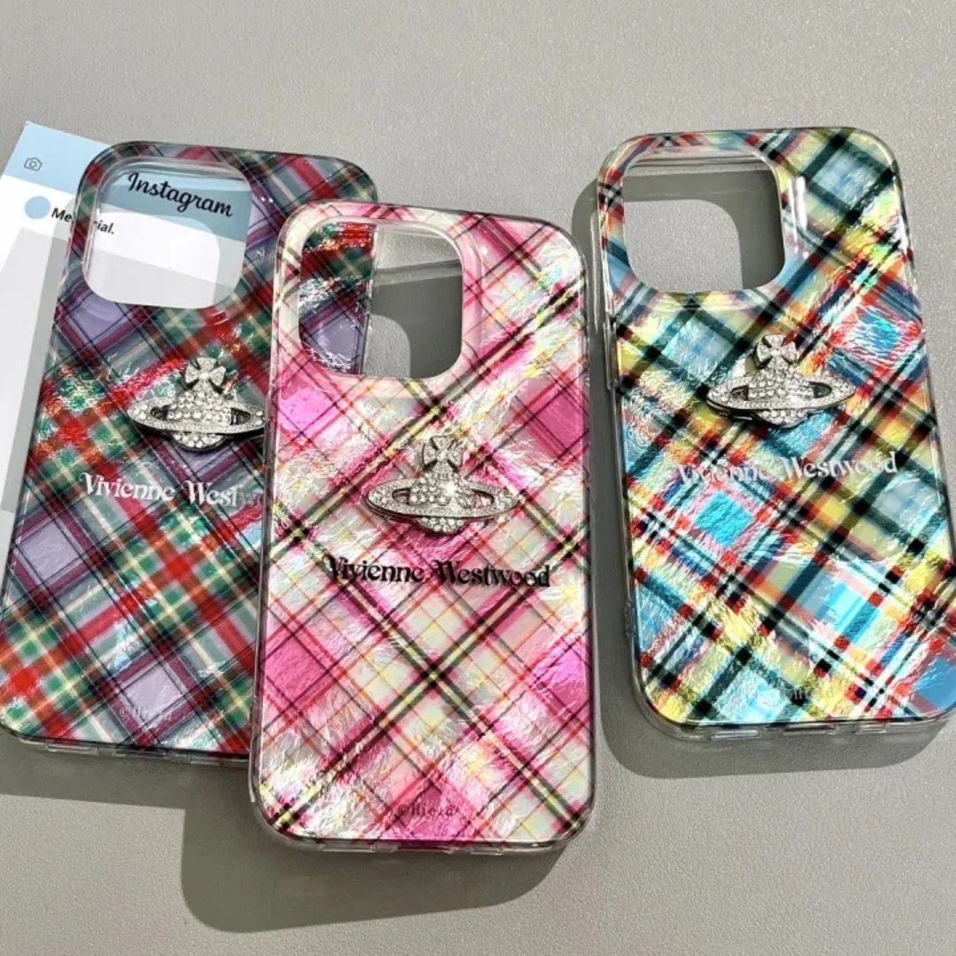 Vivienne Westwood Iridescent Multicolor Tartan Phone Case