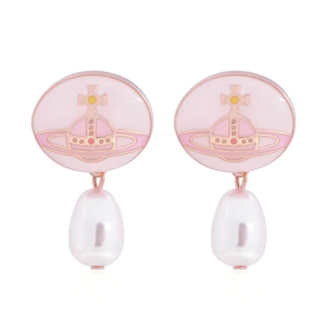 Enamel Pearl Detachable Earrings