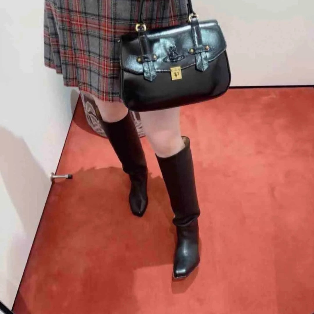 Waxed Leather Buckle Tote Bag