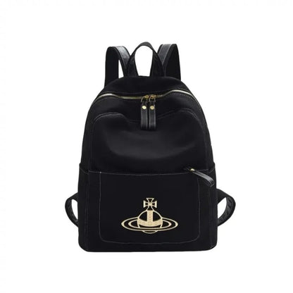 Canvas Zip Backpack with Front Emblem