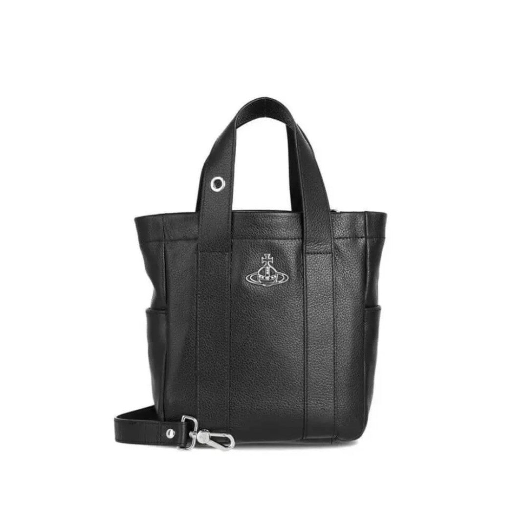 Structured Leather Tote with Pouch