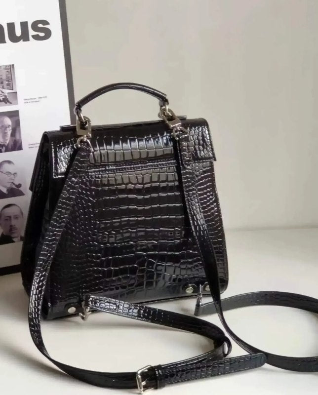 Croc-Textured Leather Mini Backpack