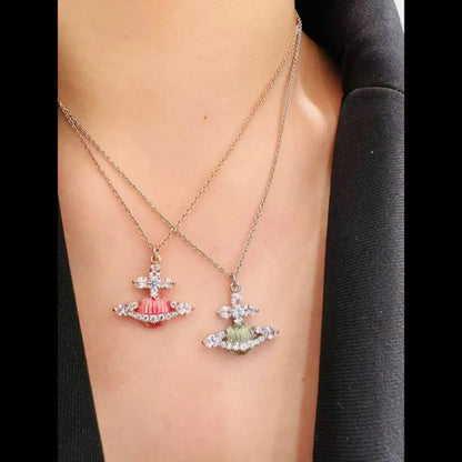 MIREILLE Gem-Studded Saturn Necklace