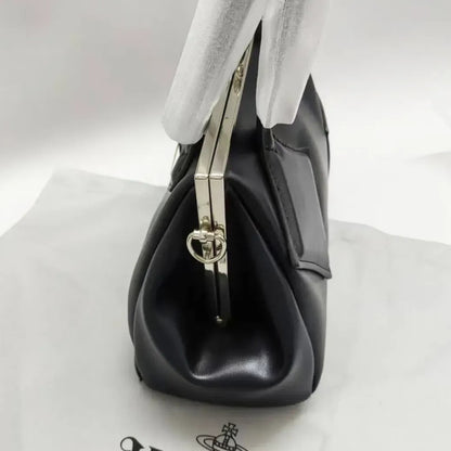 Retro Kiss-Lock Leather Tote