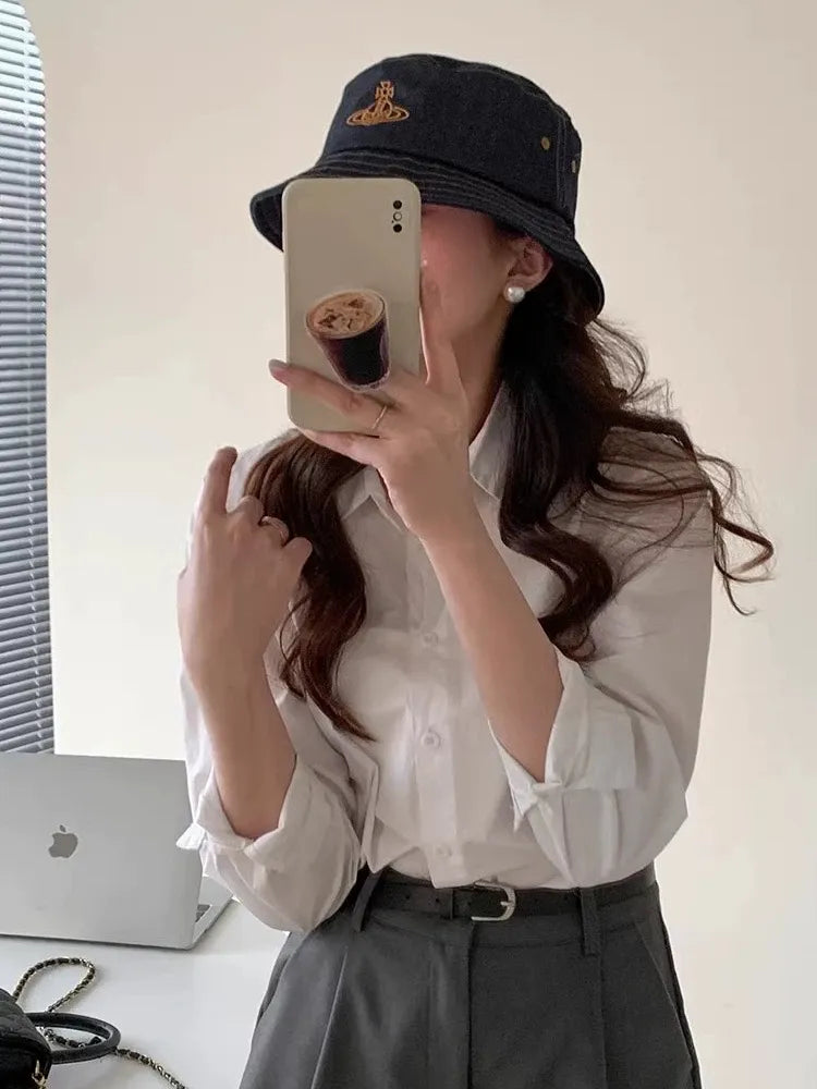 Embroidered Orb Denim Bucket Hat