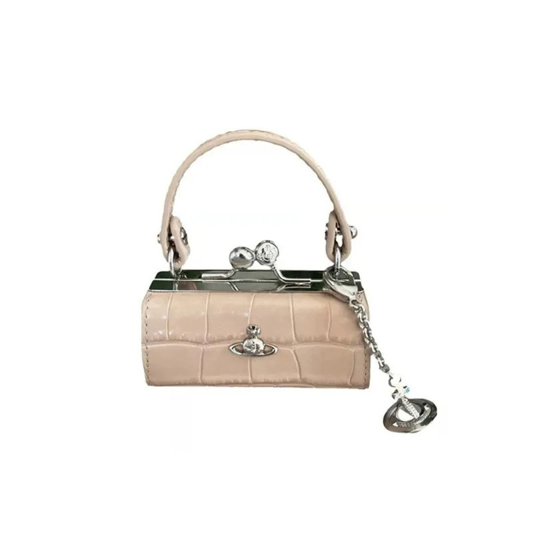 Mini Frame Croc-Textured Bag