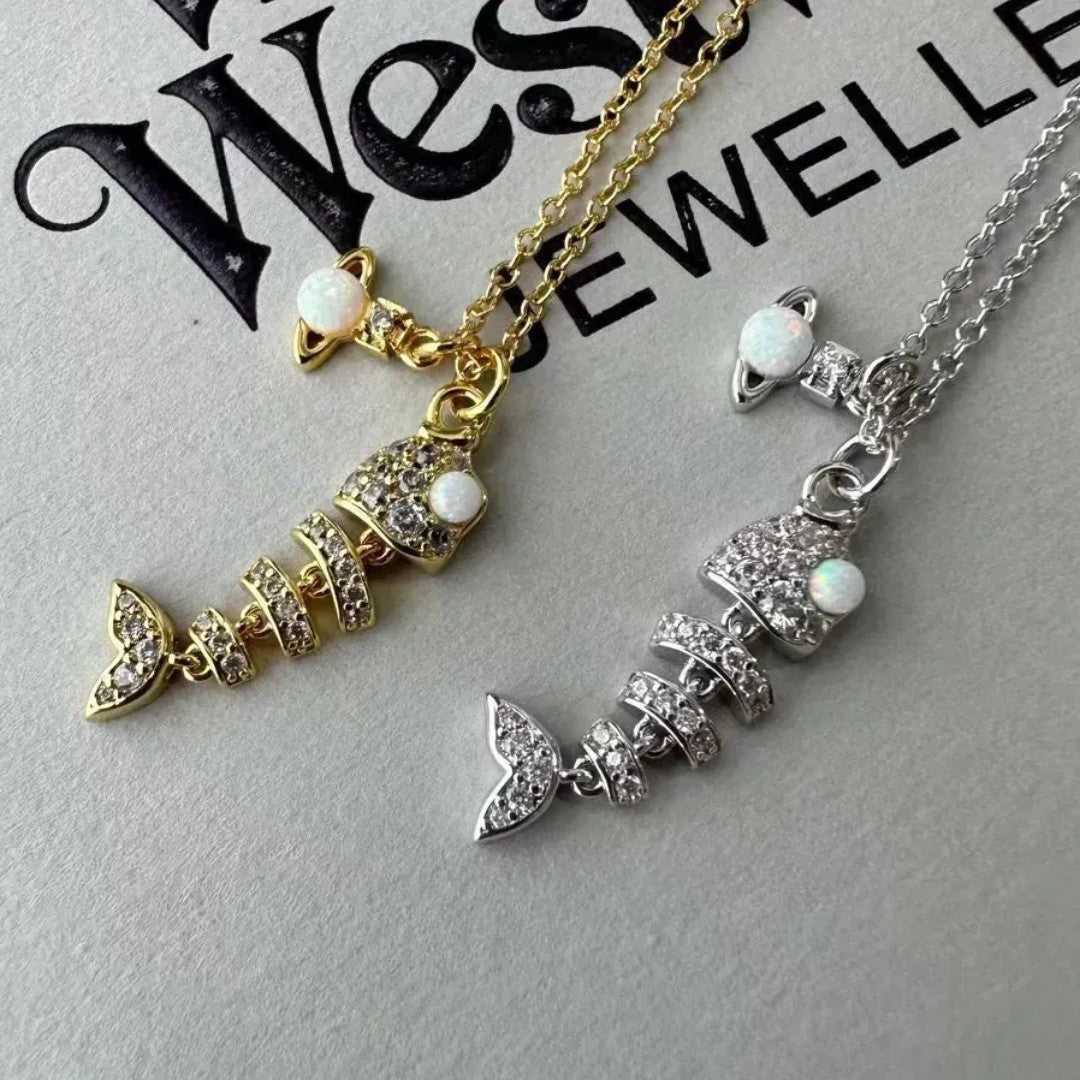 Lyall Fishbone Diamond Pendant Necklace