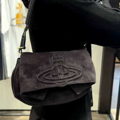 Minimal Saturn Embossed Shoulder Bag