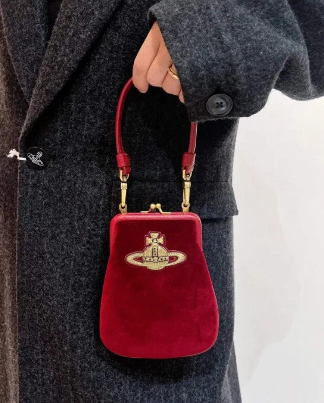 Velvet Kiss-Lock Mini Crossbody Bag