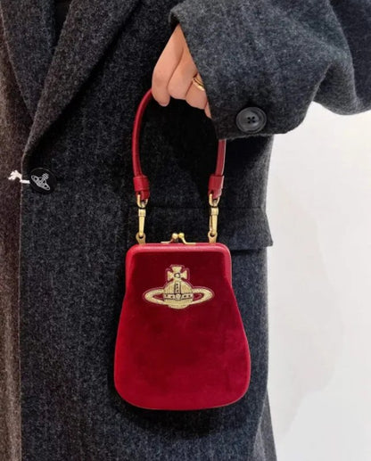 Velvet Kiss-Lock Mini Crossbody Bag