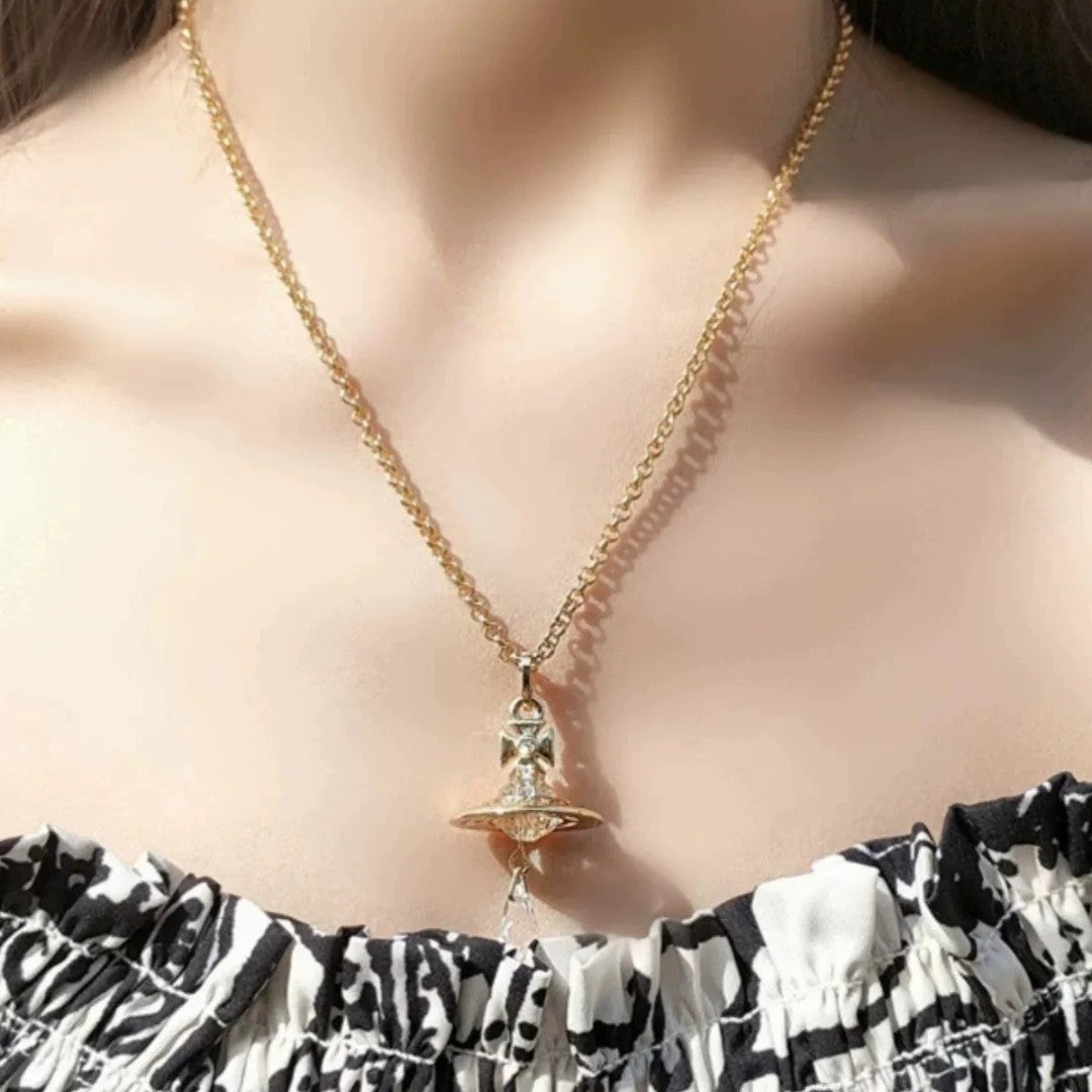 Crystal Saturn Necklace