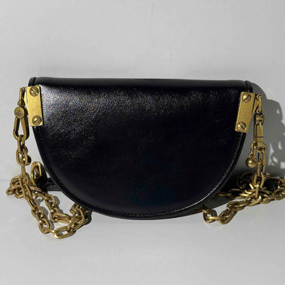 Half-Moon Chain Shoulder Bag with Saturn Emblem