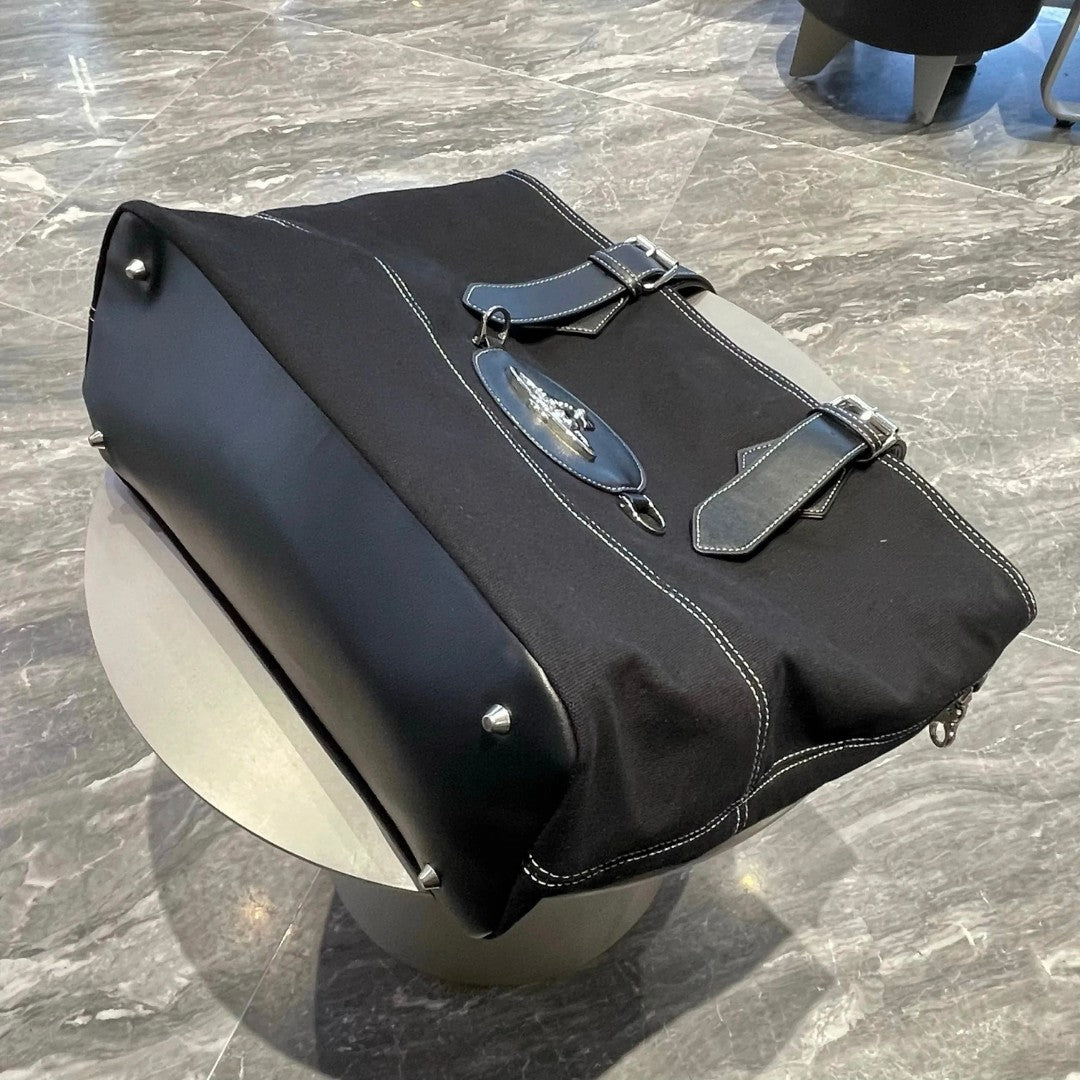 Vintage Canvas Saturn Tote Bag with Buckle Straps